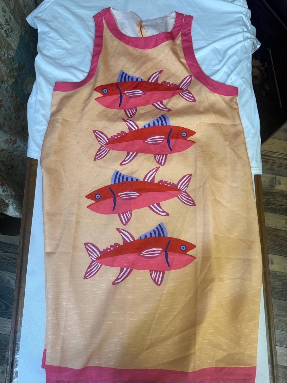 Red Fish Print Dress- Unbranded